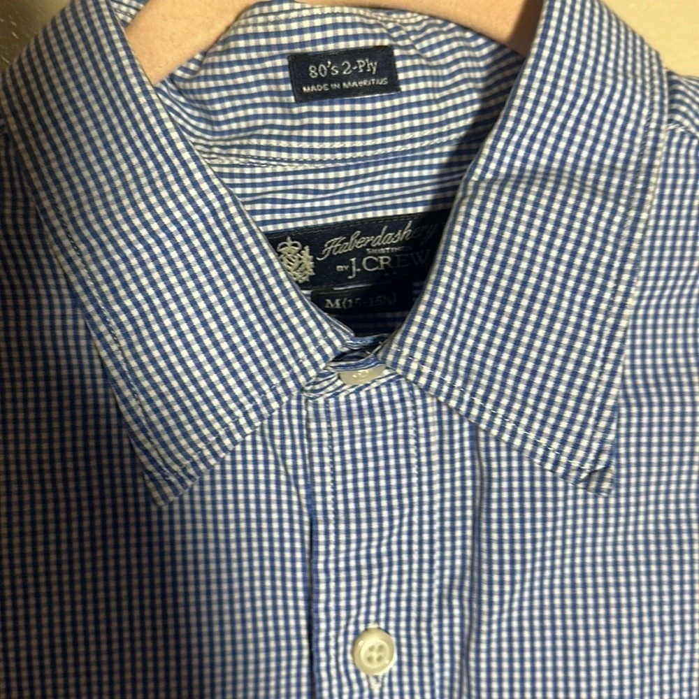 J Crew Haberdashery 80s 2 Ply Blue‎ White Button Down Shirt | 15-15 1/2
